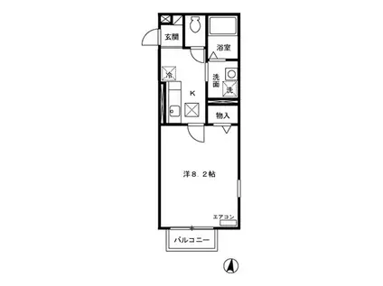 パセオプラシード上杉(1K/1階)の間取り写真