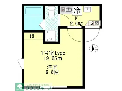 テラスシード鶴見(1K/1階)の間取り写真