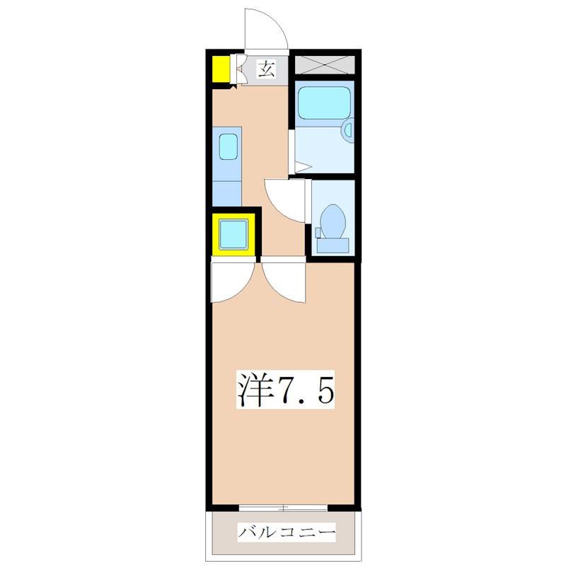 メゾン宇宿(1K/4階)の間取り写真