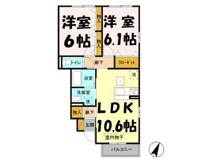 フェニックスⅡ(2LDK/1階)の間取り写真