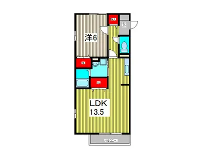 デュアリス川口(1LDK/1階)の間取り写真