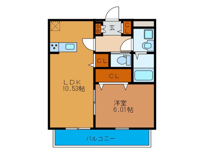 REVE(1LDK/3階)の間取り写真