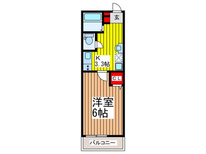 コンホーム北与野(1K/1階)の間取り写真