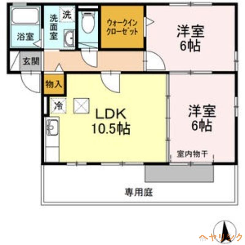 ポラリス Y・S A棟(2LDK/1階)の間取り写真