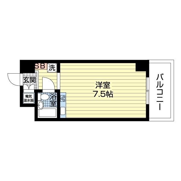 シティハイム新大阪(ワンルーム/6階)の間取り写真