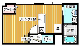 瀬戸ビル(ワンルーム/2階)の間取り写真