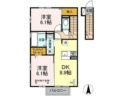 ベルコモンズNODA(2DK/2階)の間取り写真