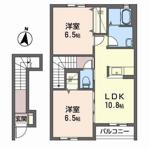 アプローズS(2LDK/2階)の間取り写真