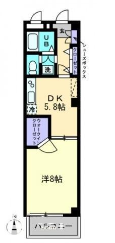 スピリア三条(1DK/1階)の間取り写真