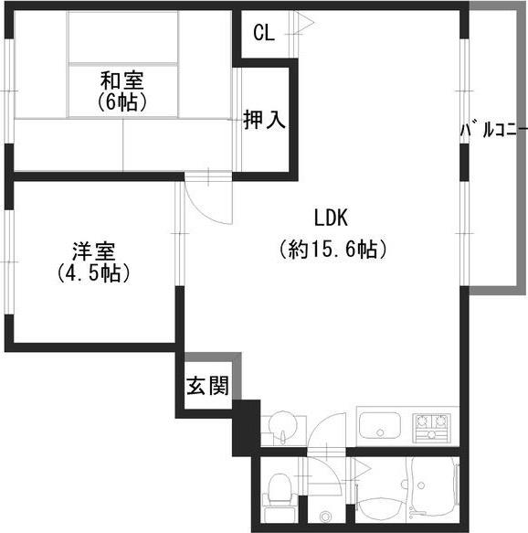 エクセレントファミール(2LDK/2階)の間取り写真