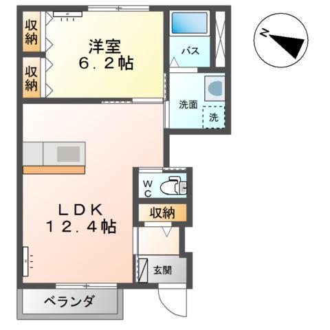 ティーフォレスト(1LDK/1階)の間取り写真