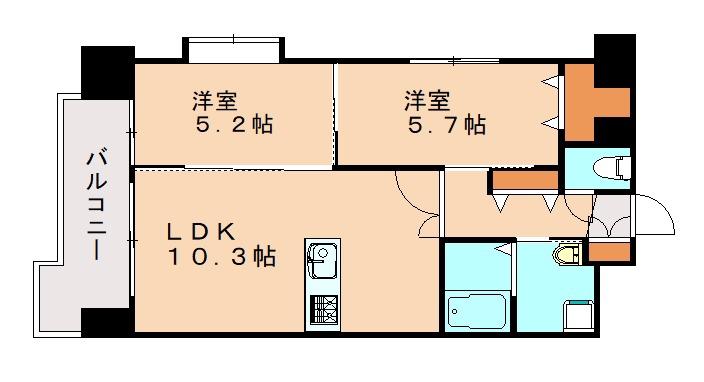 アクシオ片野(2LDK/12階)の間取り写真
