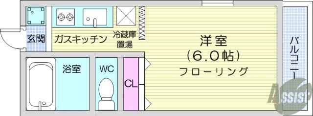 ファインハイツ川内(1K/1階)の間取り写真