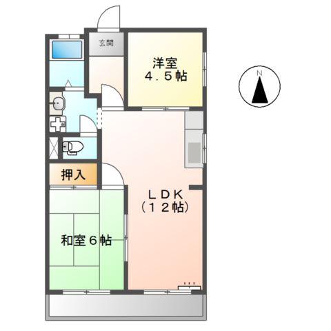シャトー一宮(2LDK/1階)の間取り写真