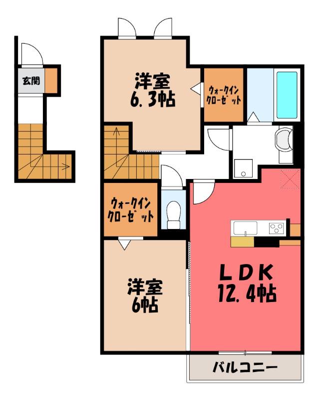 ラ・ピーノ 6(2LDK/2階)の間取り写真