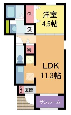 カーサミーア二葉町(1LDK/1階)の間取り写真