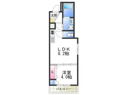ジョイフル矢田(1LDK/2階)の間取り写真