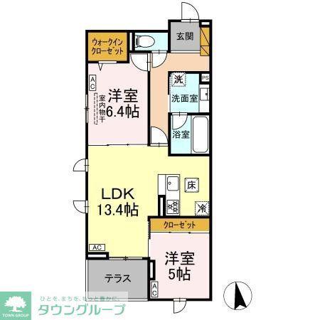 ラ・ペッシュ(2LDK/1階)の間取り写真