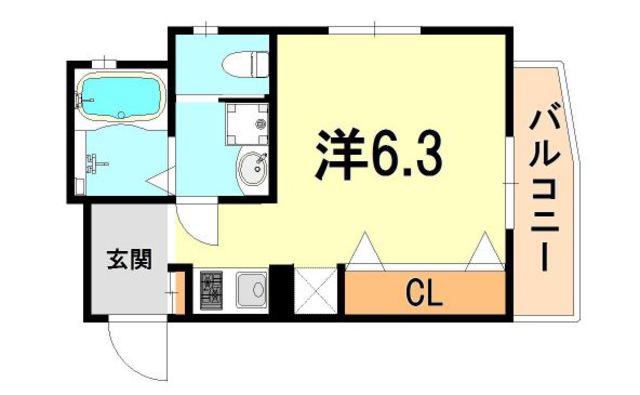 ワコーレヴィアーノ須磨月見山本町(ワンルーム/1階)の間取り写真