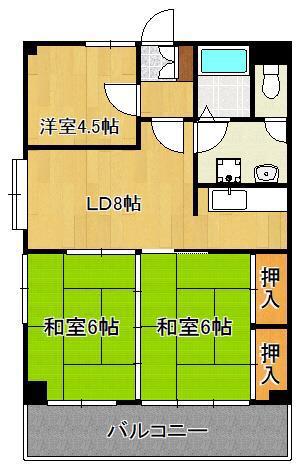 クレベール千防(3LDK/4階)の間取り写真