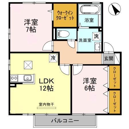 リビングタウン水口F棟(2LDK/1階)の間取り写真