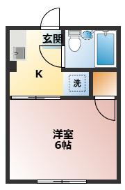 シティハイム エスポワール(1K/1階)の間取り写真