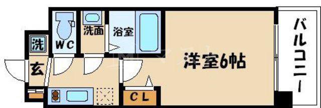 ドルチェヴィータ北浜(1K/3階)の間取り写真