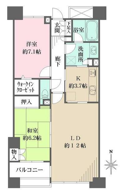 本郷真砂パークハウス壱番館(2LDK/9階)の間取り写真