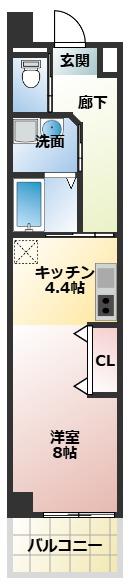 リベルテ交野(1LDK/8階)の間取り写真