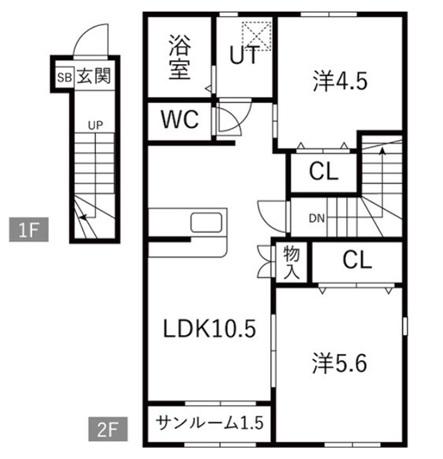 ジムカーナ(2LDK/2階)の間取り写真