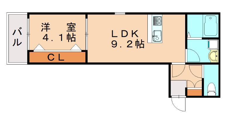 周船寺2丁目AP 1号棟(1LDK/3階)の間取り写真