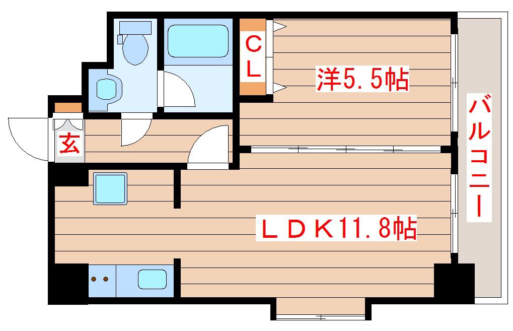ヒューマンハイム平成(1LDK/7階)の間取り写真