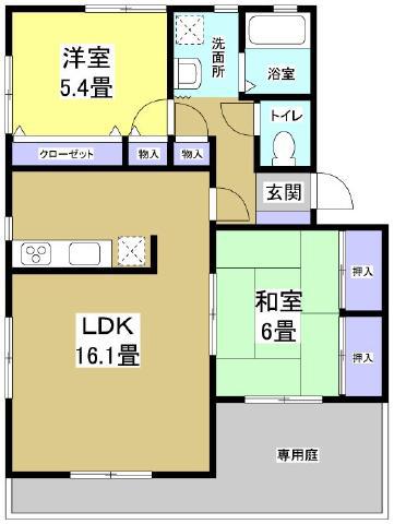 メゾンショコラ(2LDK/1階)の間取り写真