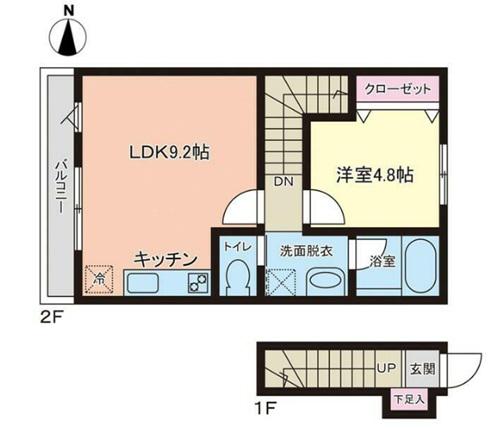 プレモリー名取駅前A(1LDK/2階)の間取り写真