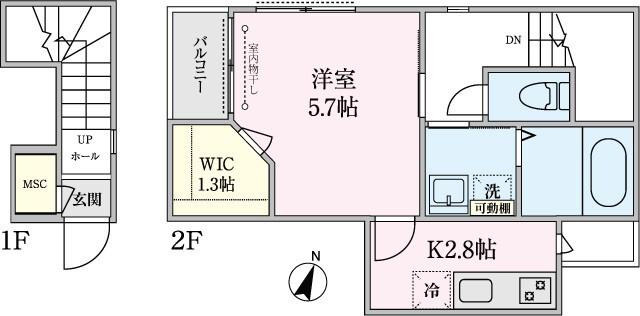 タウンコート中野(1K/2階)の間取り写真