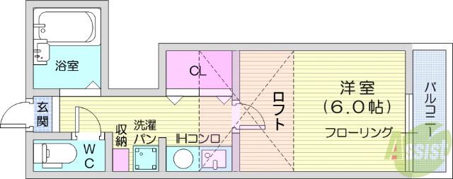 ゴールドレジデンス高崎(1K/2階)の間取り写真