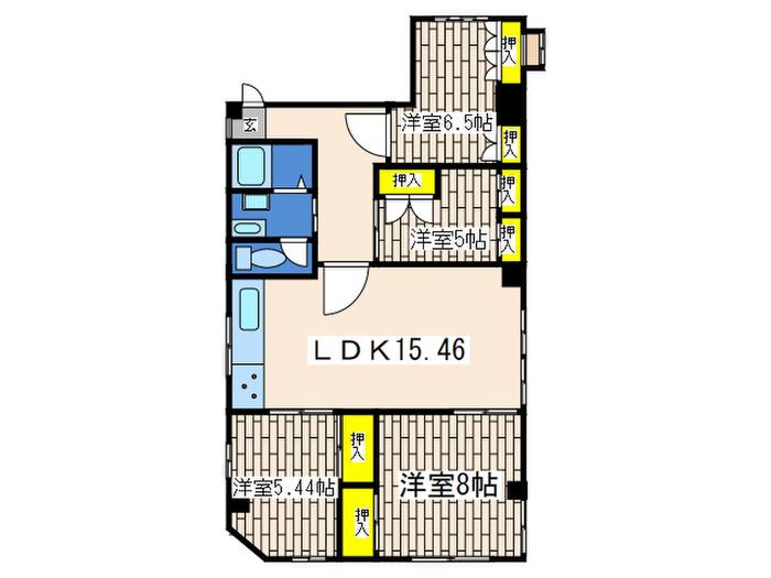 ライフモリ15号館(4LDK/3階)の間取り写真