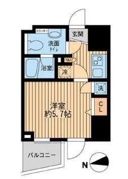 ライブコート草加(1K/7階)の間取り写真