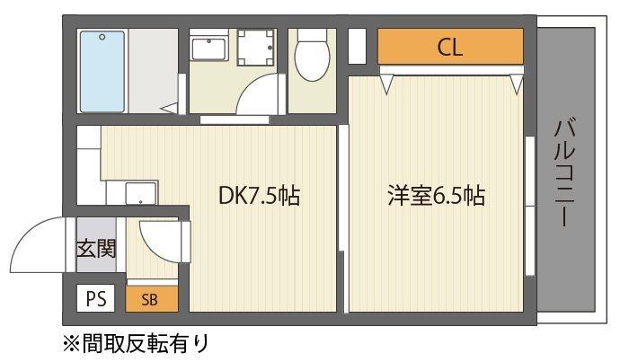 三福ロイヤルマンション(1DK/2階)の間取り写真