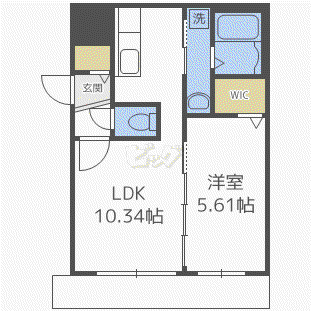 グランドキャニオン137(1LDK/4階)の間取り写真
