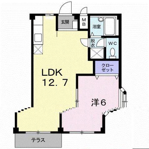 エルディム武下(1LDK/1階)の間取り写真