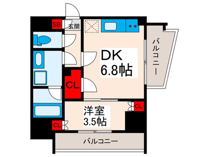 プレディアコート西日暮里(1DK/2階)の間取り写真