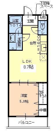 グランシール南寺方(1LDK/3階)の間取り写真
