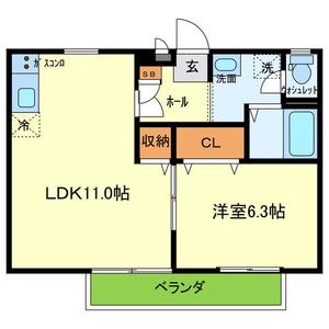 ソレジオ1号館(1LDK/1階)の間取り写真
