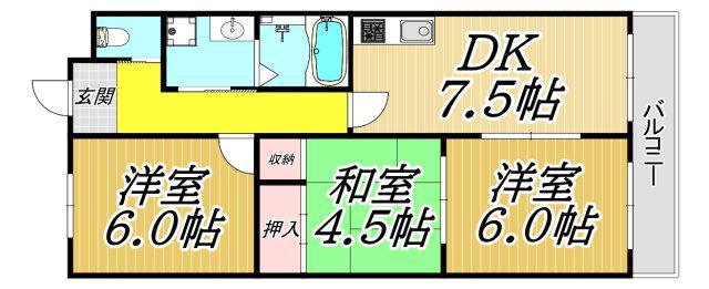 ミツワハイツ(3DK/2階)の間取り写真