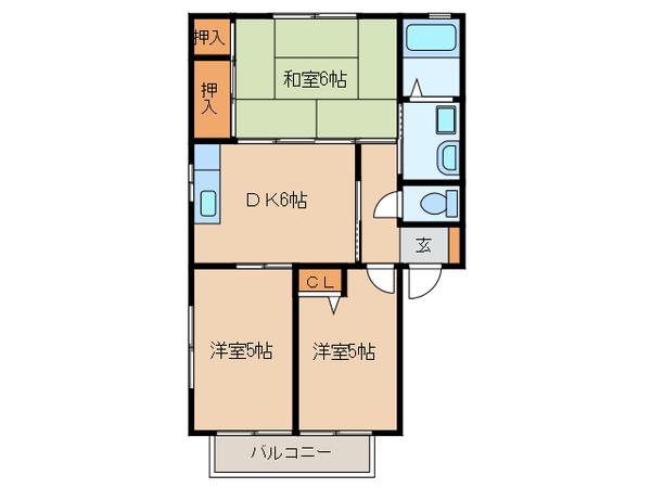 アミスB(3DK/1階)の間取り写真