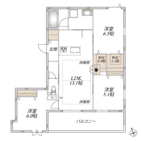 西原3丁目メゾン(3LDK/2階)の間取り写真