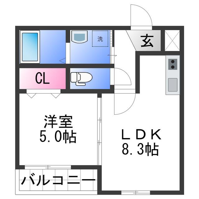 フジパレス中之島II番館(1LDK/1階)の間取り写真