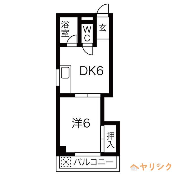 コーポ早川(1DK/3階)の間取り写真