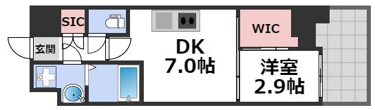セレニテ難波リアン(1DK/12階)の間取り写真